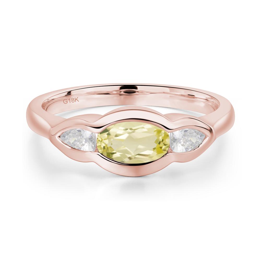 3 Stone Bezel Set Lemon Quartz Wave Ring - LUO Jewelry #metal_18k rose gold