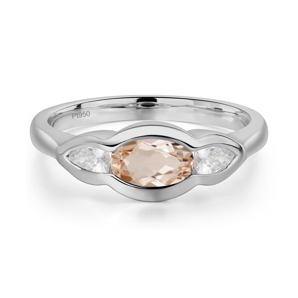 Morganite Three Stone Anniversary Ring - LUO Jewelry #metal_platinum