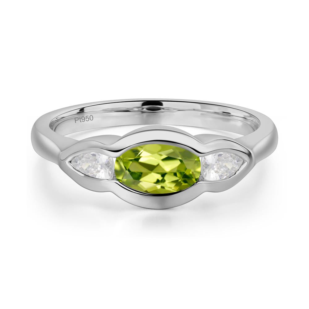 3 Stone Bezel Set Peridot Wave Ring - LUO Jewelry #metal_platinum