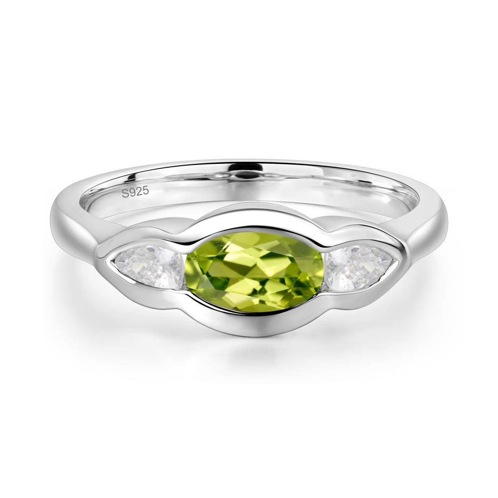 3 Stone Bezel Set Peridot Wave Ring - LUO Jewelry #metal_sterling silver