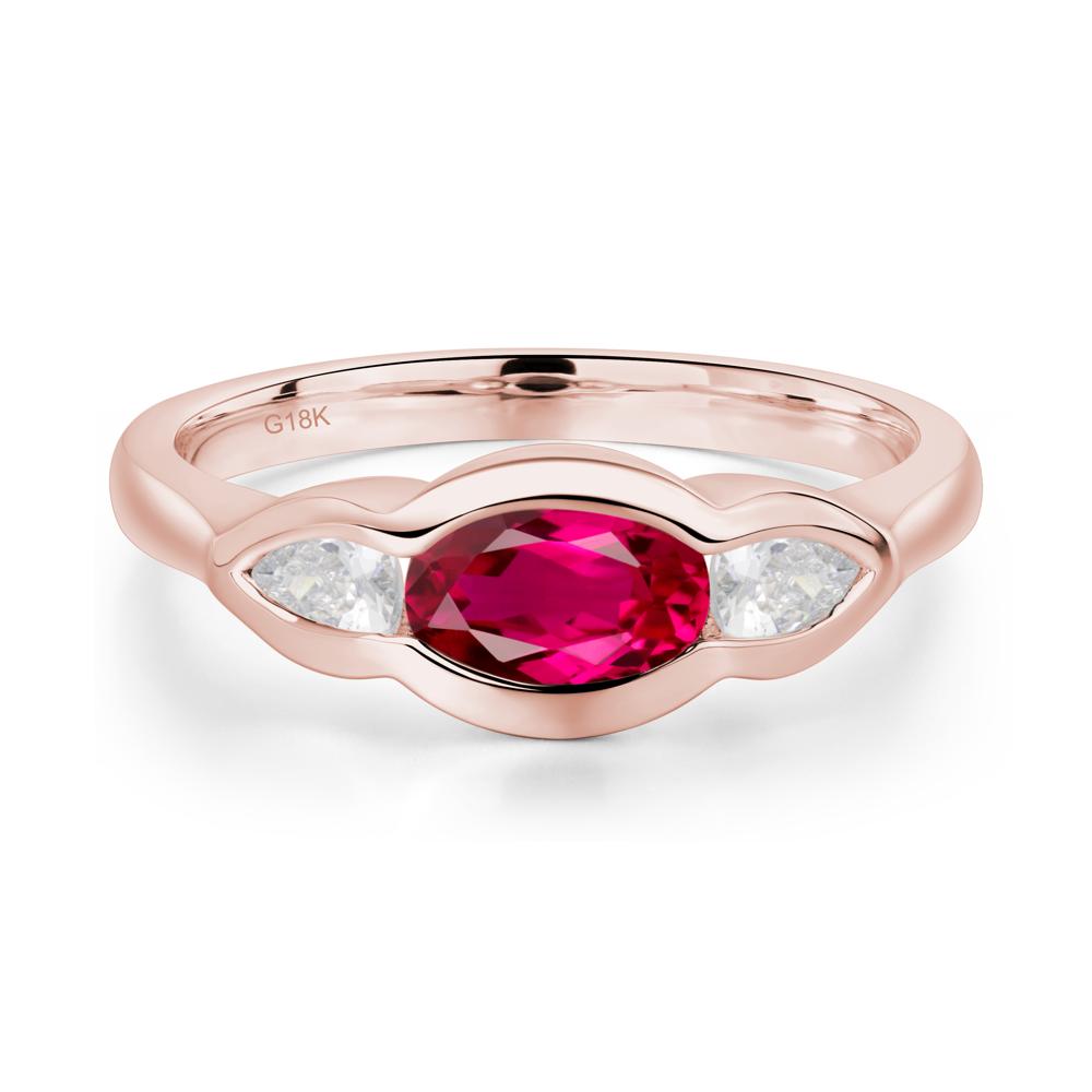 Ruby Three Stone Anniversary Ring - LUO Jewelry #metal_18k rose gold
