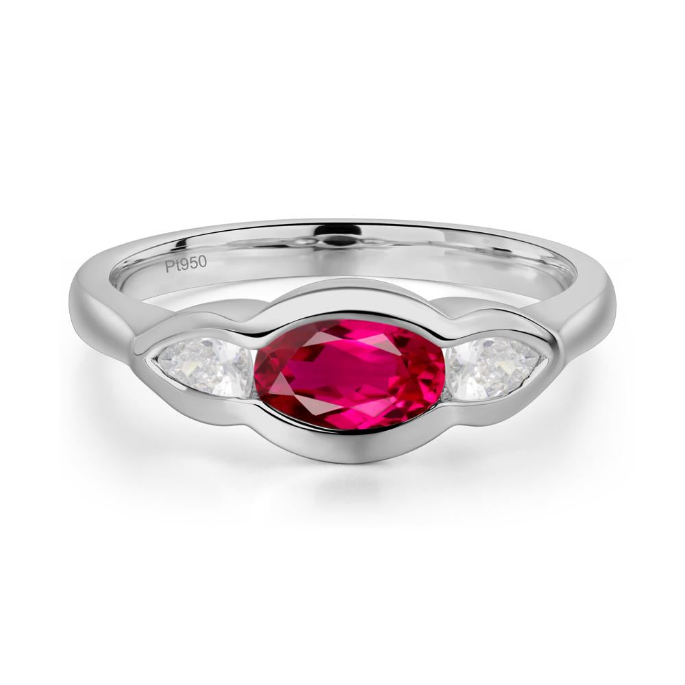 Ruby Three Stone Anniversary Ring - LUO Jewelry #metal_platinum