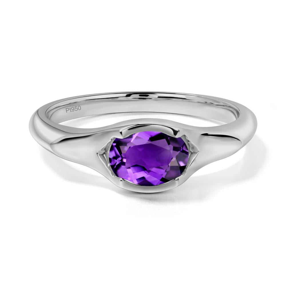 Amethyst Oval Bezel Set Engagement Ring - LUO Jewelry #metal_platinum