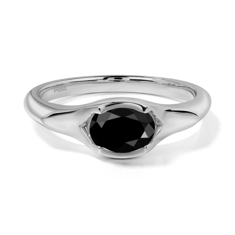 Oval Black Spinel East West Bezel Set Ring - LUO Jewelry #metal_platinum
