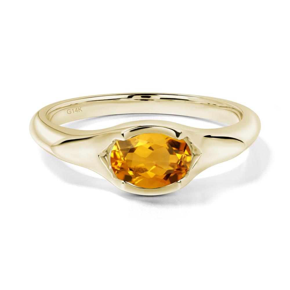 Citrine Bezel Set Oval Engagement Ring - LUO Jewelry #metal_14k yellow gold