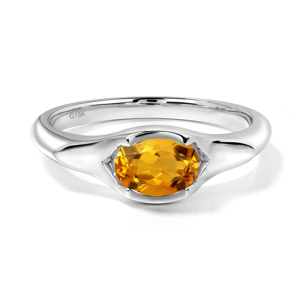 Citrine Bezel Set Oval Engagement Ring - LUO Jewelry #metal_18k white gold