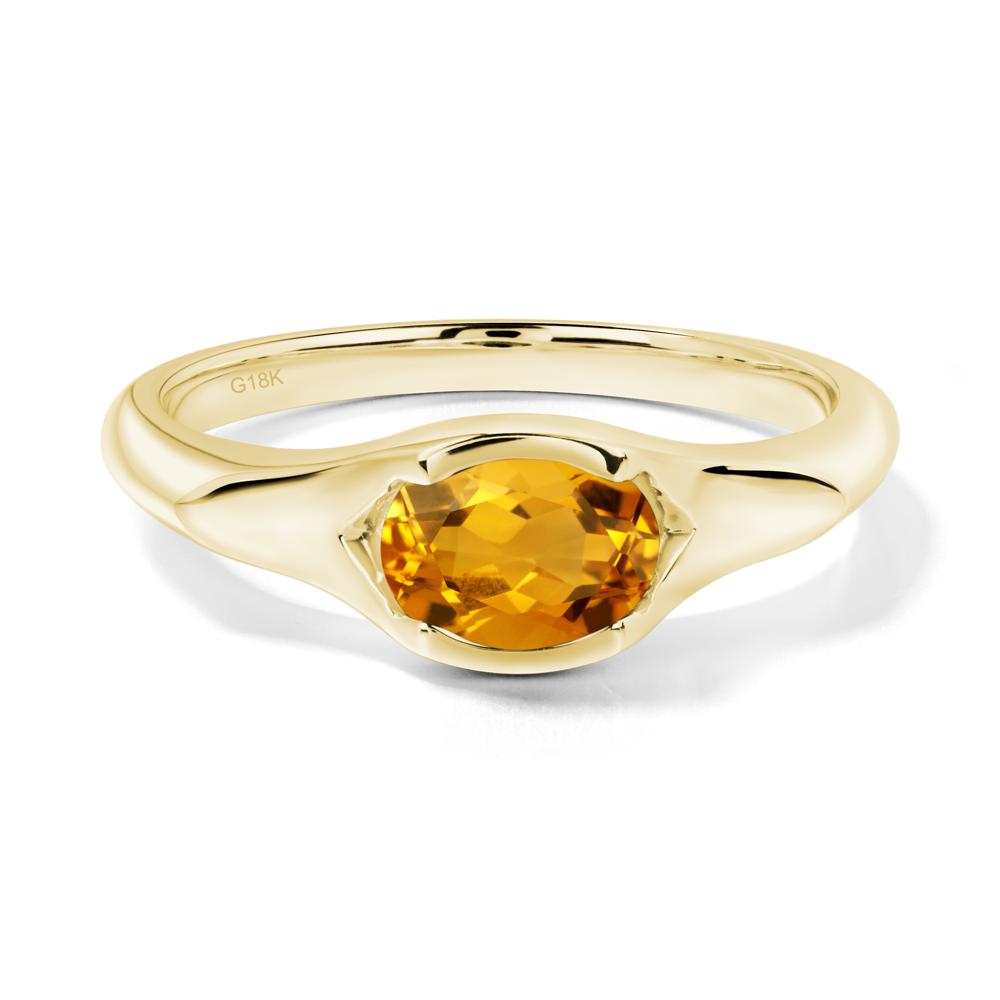 Citrine Bezel Set Oval Engagement Ring - LUO Jewelry #metal_18k yellow gold