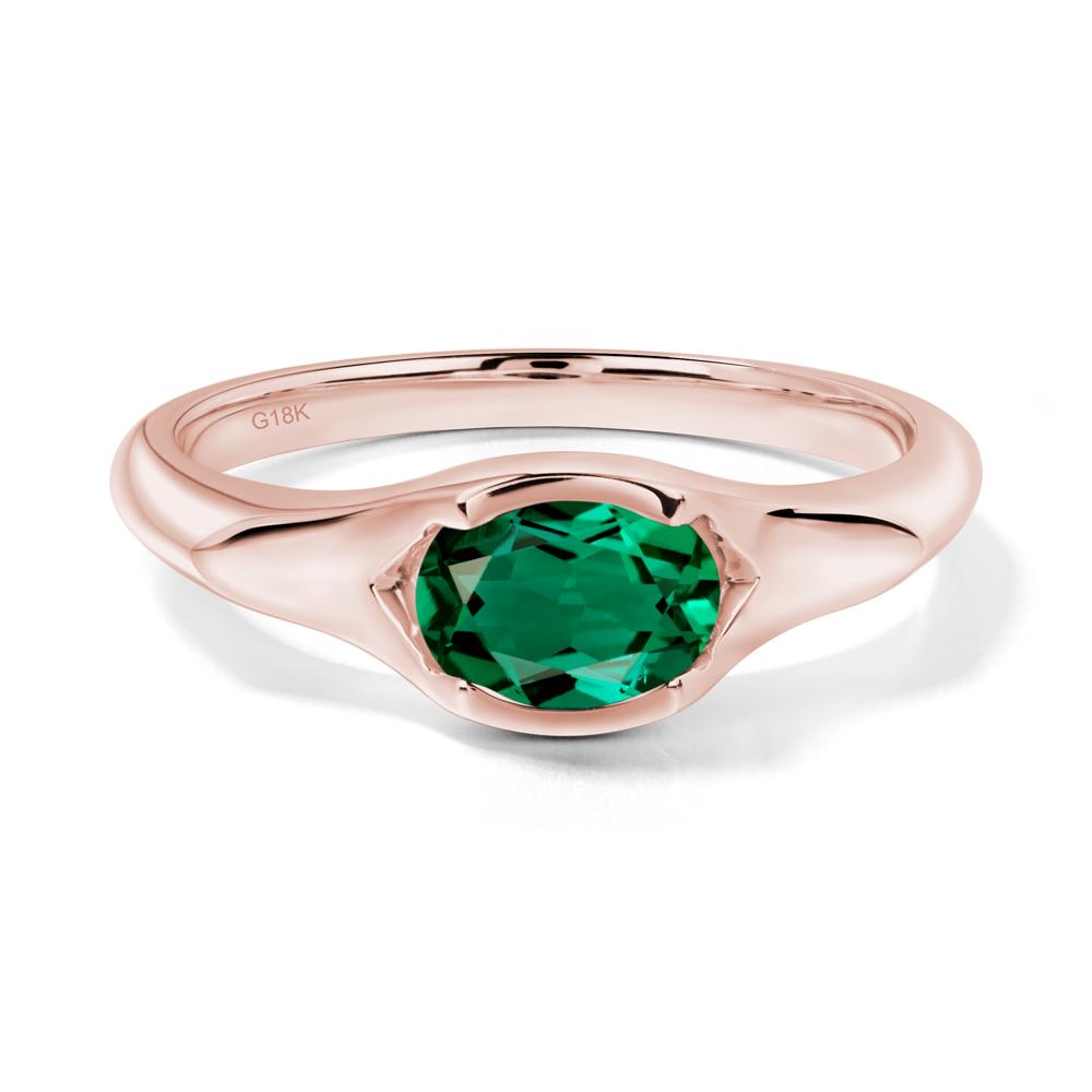 Oval Emerald East West Bezel Set Ring - LUO Jewelry #metal_18k rose gold