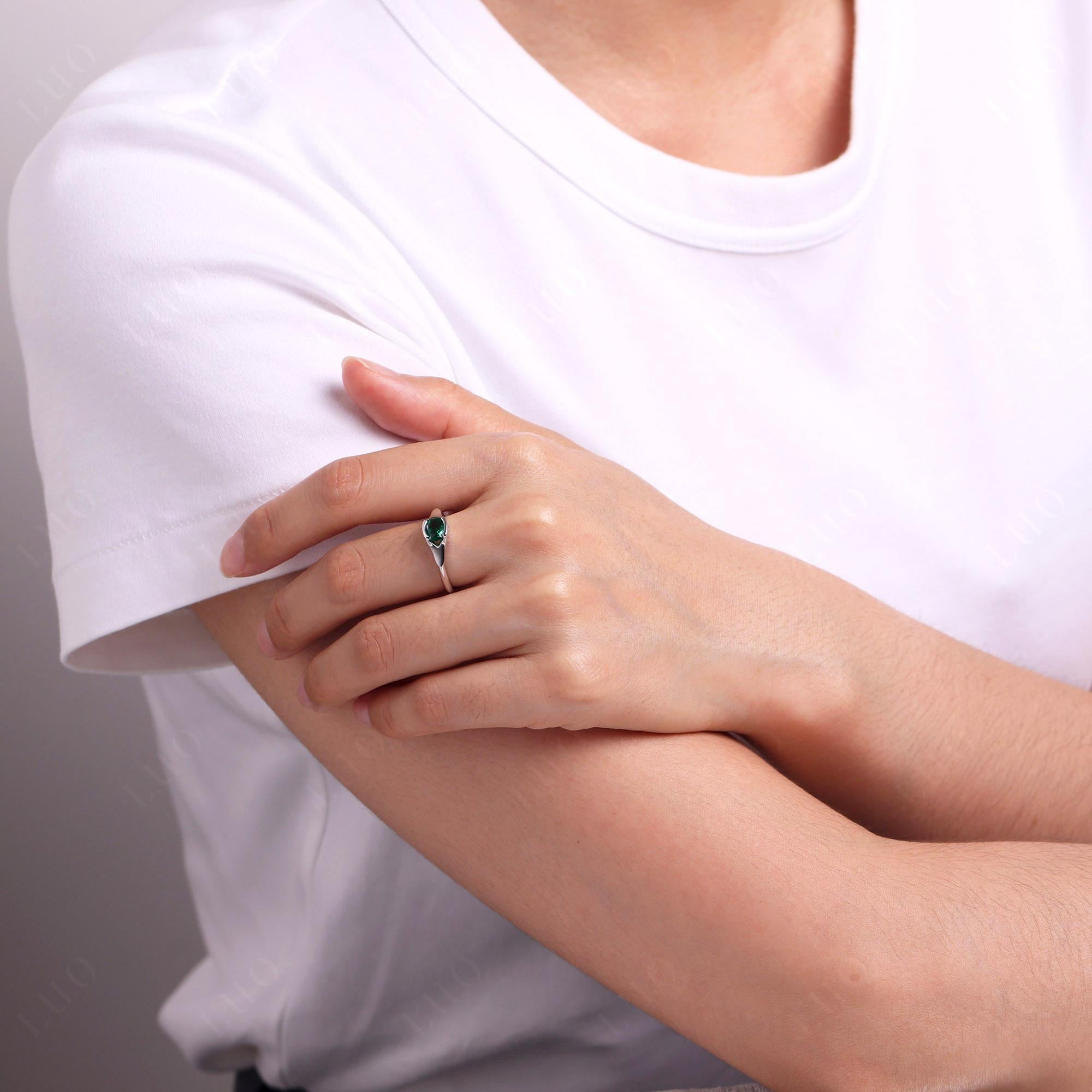 Oval Emerald East West Bezel Set Ring - LUO Jewelry