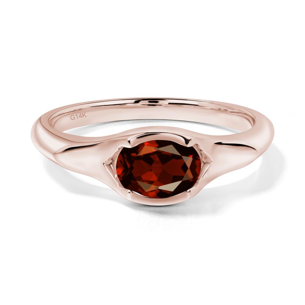Garnet Oval Bezel Set Engagement Ring - LUO Jewelry #metal_14k rose gold