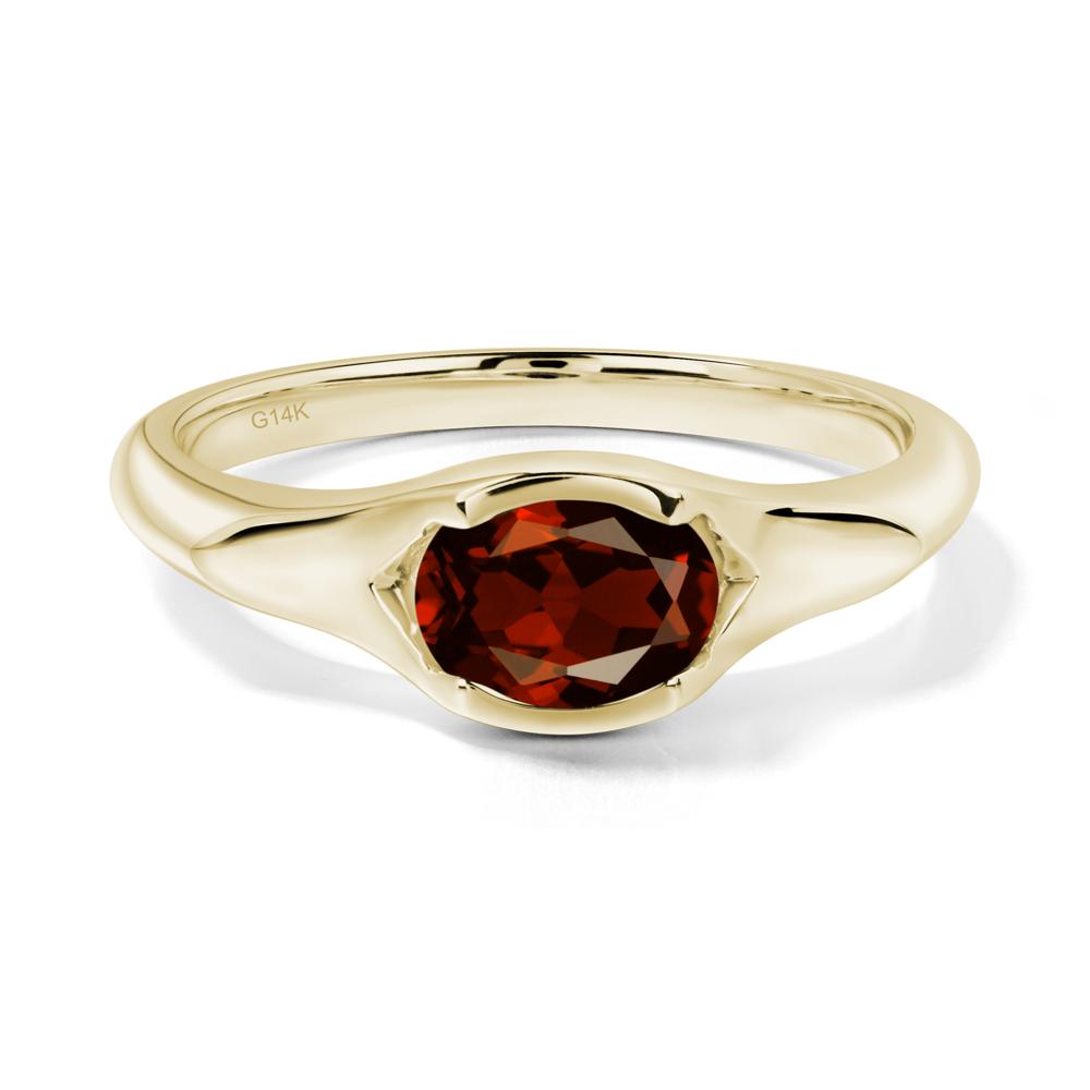 Garnet Oval Bezel Set Engagement Ring - LUO Jewelry #metal_14k yellow gold