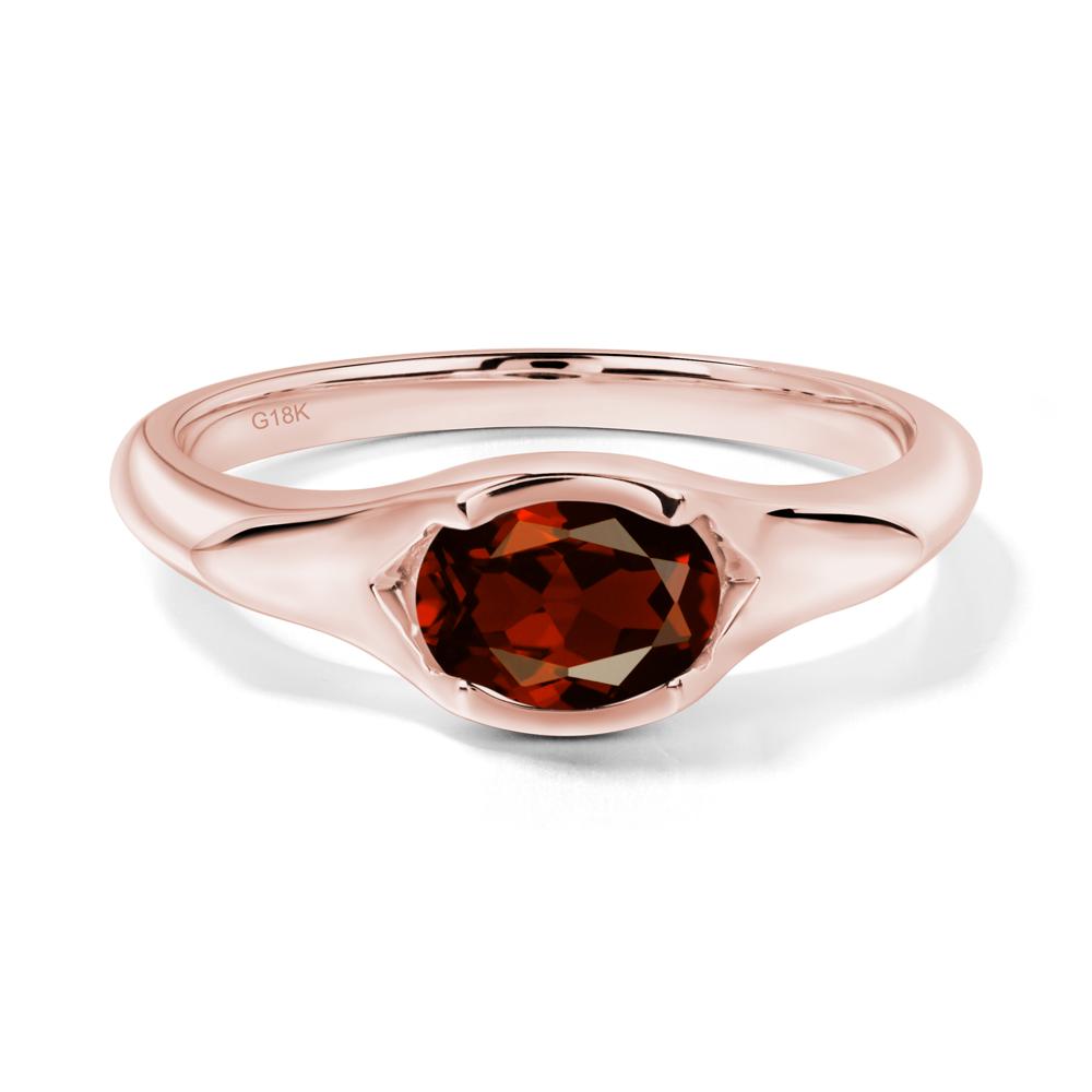 Garnet Oval Bezel Set Engagement Ring - LUO Jewelry #metal_18k rose gold