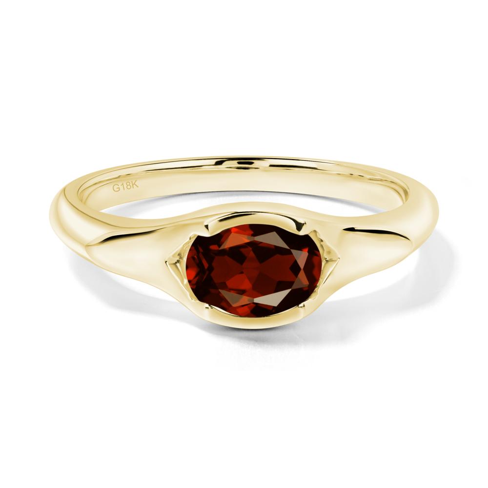 Garnet Oval Bezel Set Engagement Ring - LUO Jewelry #metal_18k yellow gold