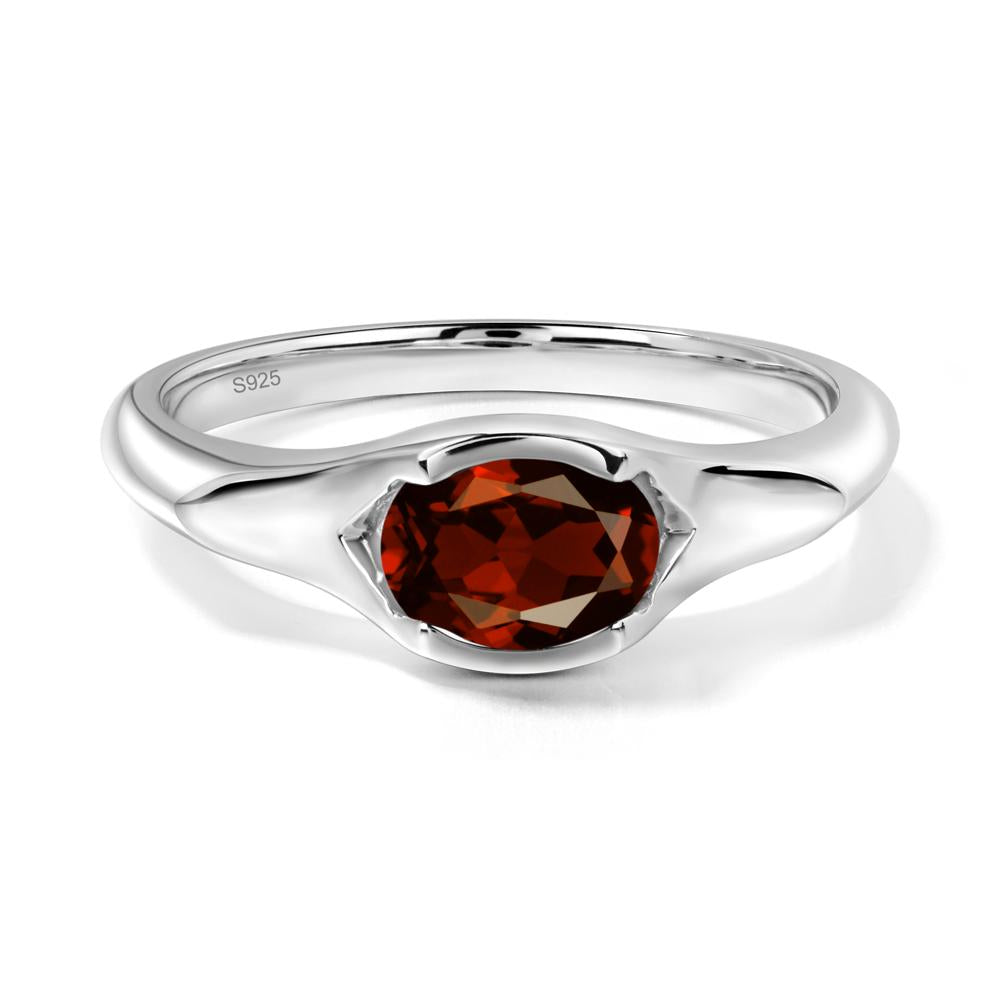 Garnet Oval Bezel Set Engagement Ring - LUO Jewelry #metal_sterling silver