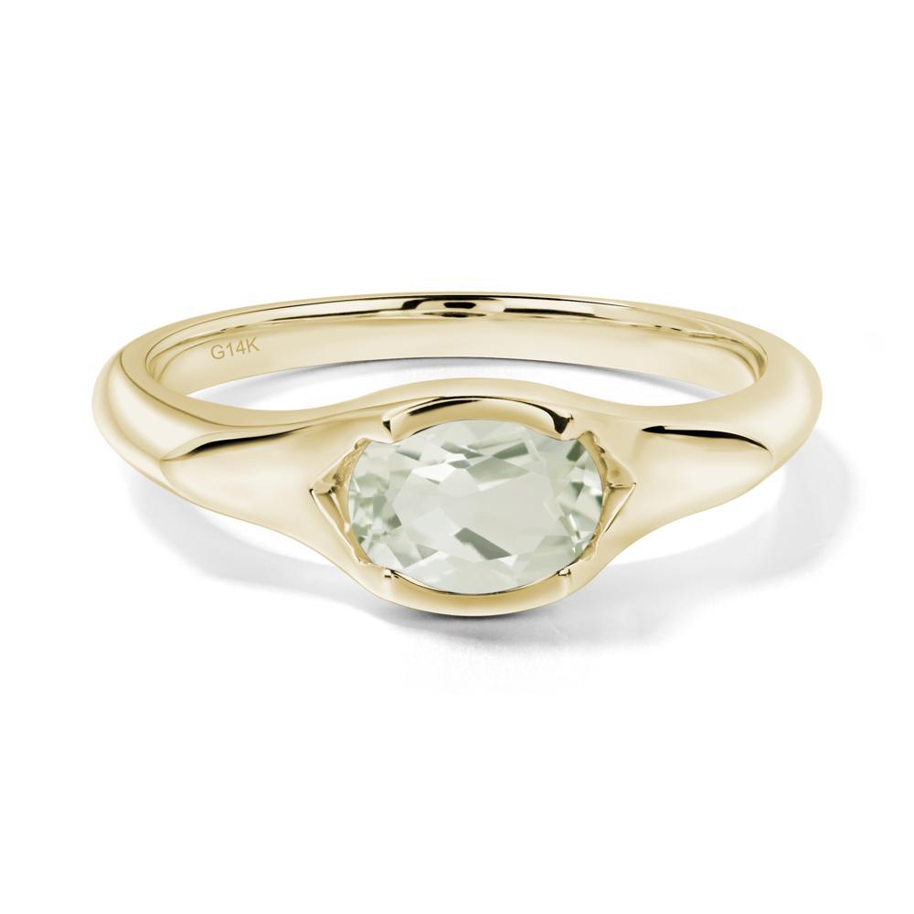 Green Amethyst Bezel Set Oval Engagement Ring - LUO Jewelry #metal_14k yellow gold