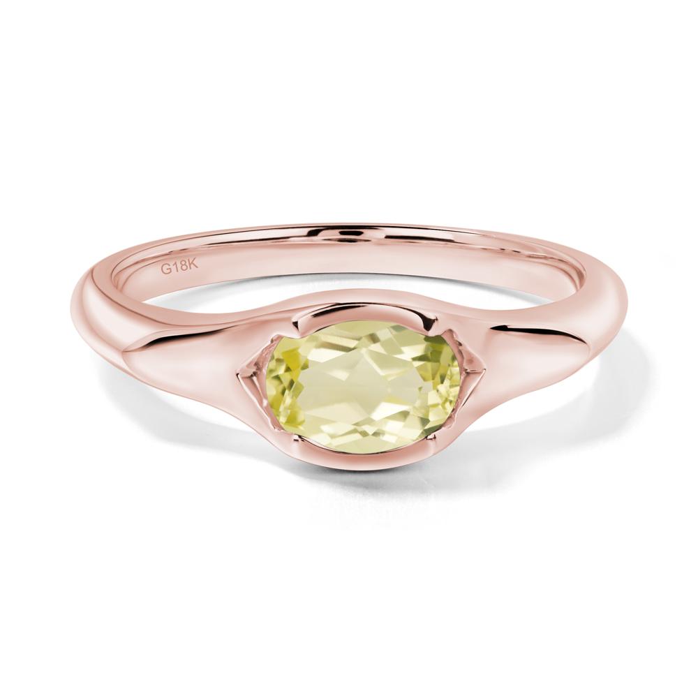 Lemon Quartz Bezel Set Oval Engagement Ring - LUO Jewelry #metal_18k rose gold