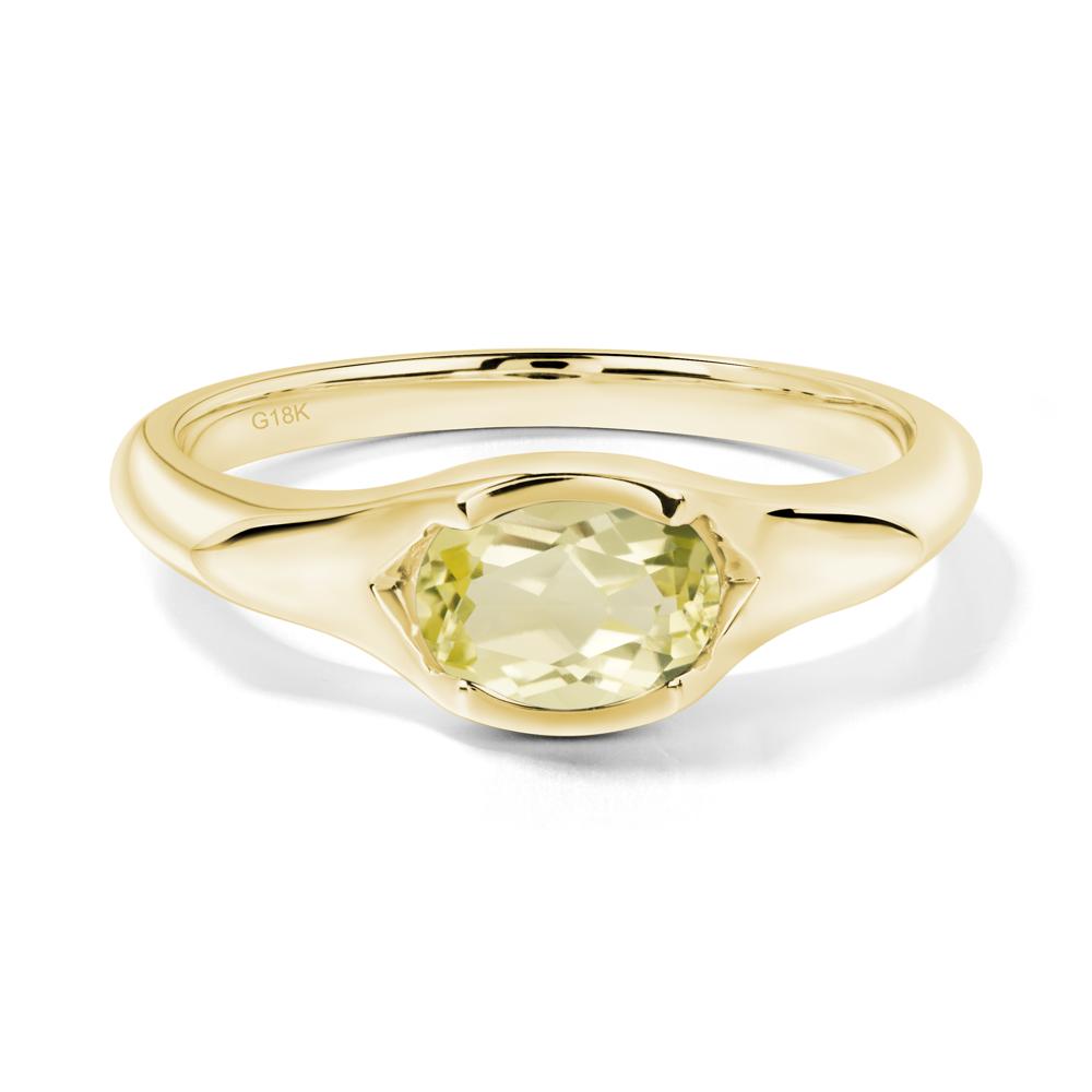 Lemon Quartz Bezel Set Oval Engagement Ring - LUO Jewelry #metal_18k yellow gold