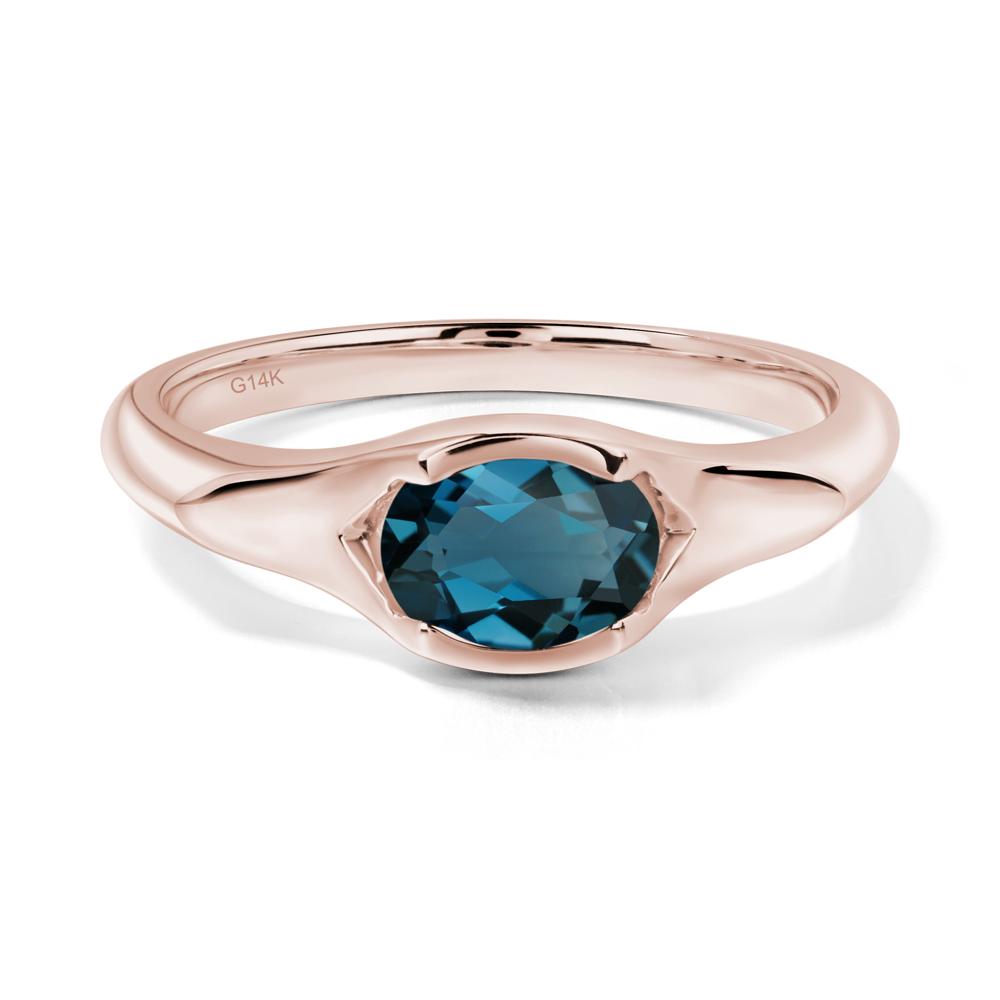 London Blue Topaz Oval Bezel Set Engagement Ring - LUO Jewelry #metal_14k rose gold