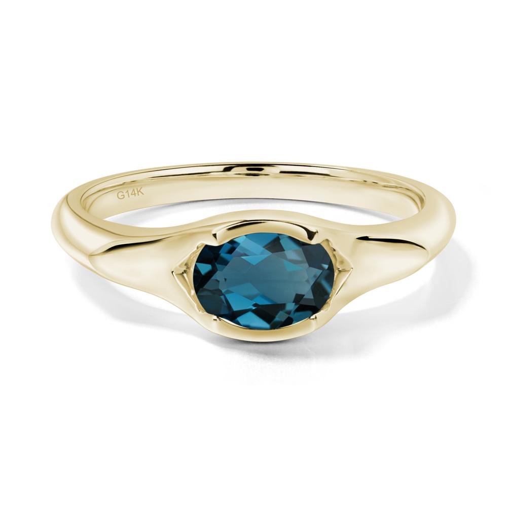 London Blue Topaz Oval Bezel Set Engagement Ring - LUO Jewelry #metal_14k yellow gold
