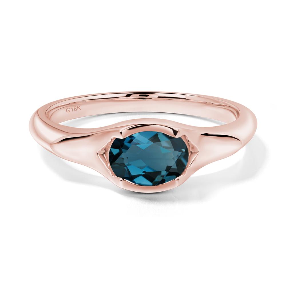 London Blue Topaz Oval Bezel Set Engagement Ring - LUO Jewelry #metal_18k rose gold