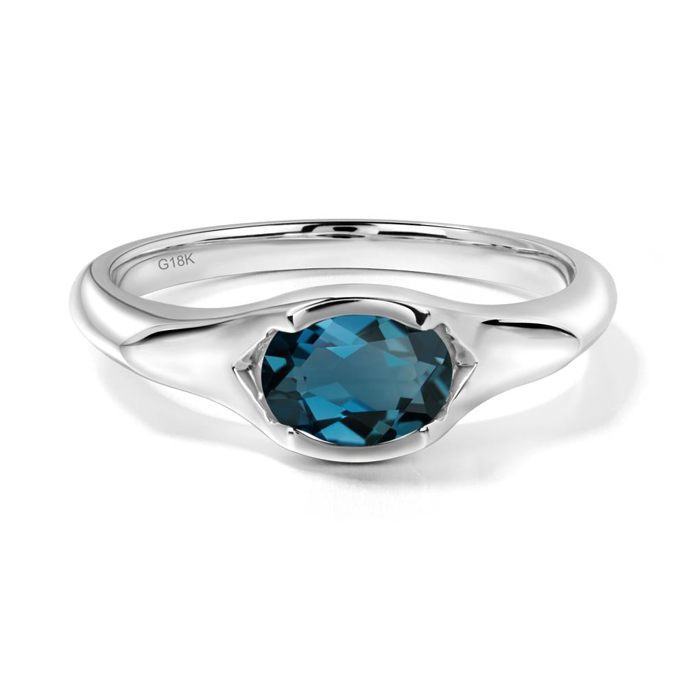 London Blue Topaz Oval Bezel Set Engagement Ring - LUO Jewelry #metal_18k white gold