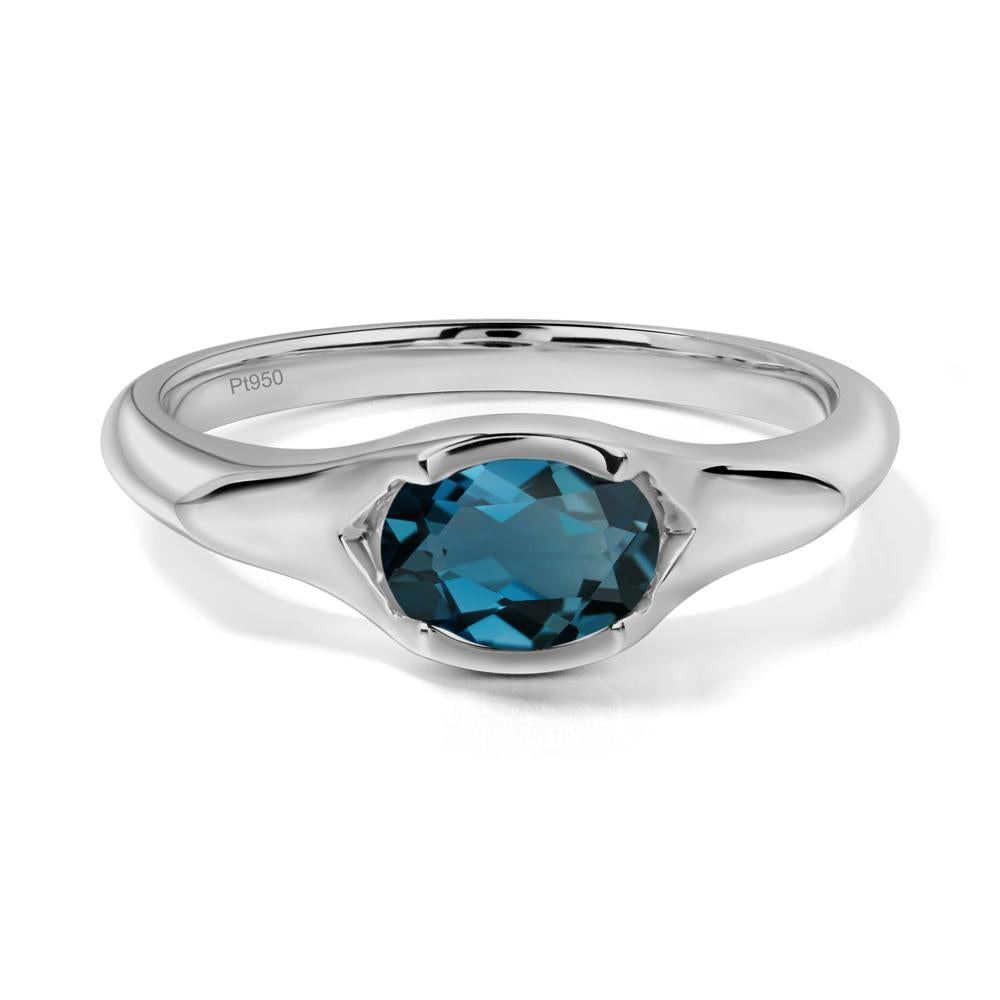 London Blue Topaz Oval Bezel Set Engagement Ring - LUO Jewelry #metal_platinum