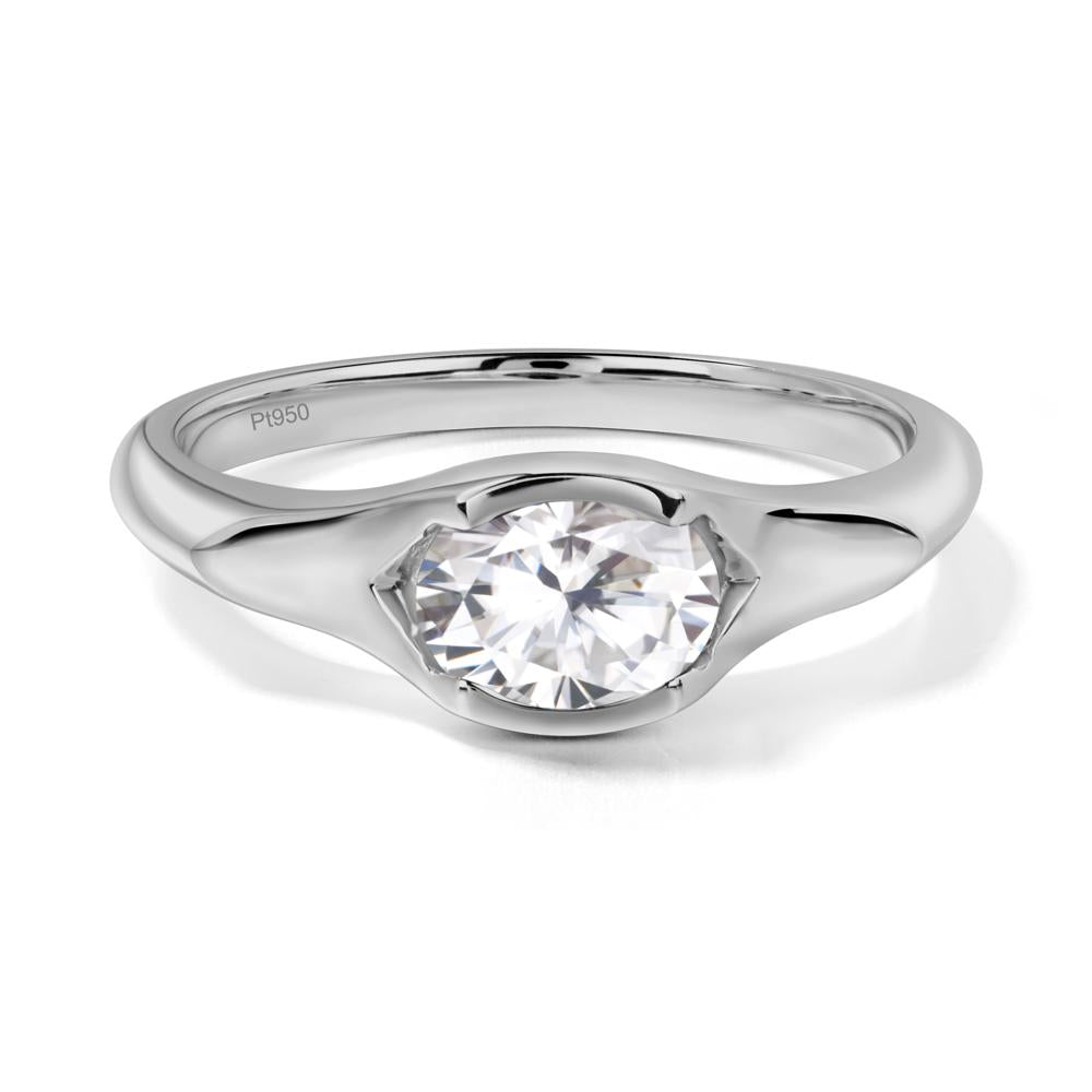Moissanite Oval Bezel Set Engagement Ring - LUO Jewelry #metal_platinum