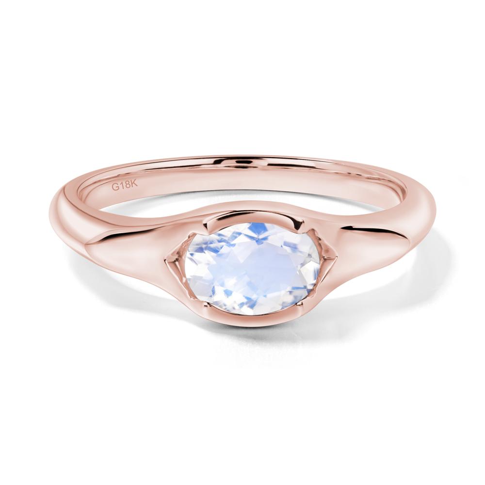Oval Moonstone East West Bezel Set Ring - LUO Jewelry #metal_18k rose gold