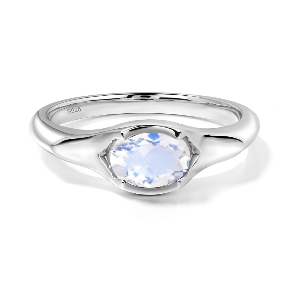 Oval Moonstone East West Bezel Set Ring - LUO Jewelry #metal_sterling silver