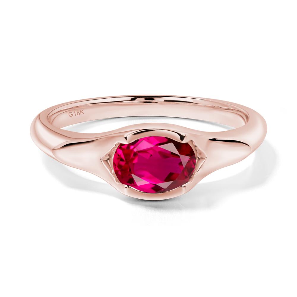 Ruby Oval Bezel Set Engagement Ring - LUO Jewelry #metal_18k rose gold