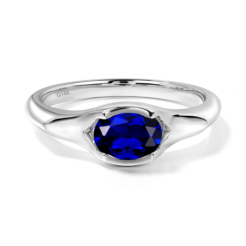 Sapphire Bezel Set Oval Engagement Ring - LUO Jewelry #metal_14k white gold