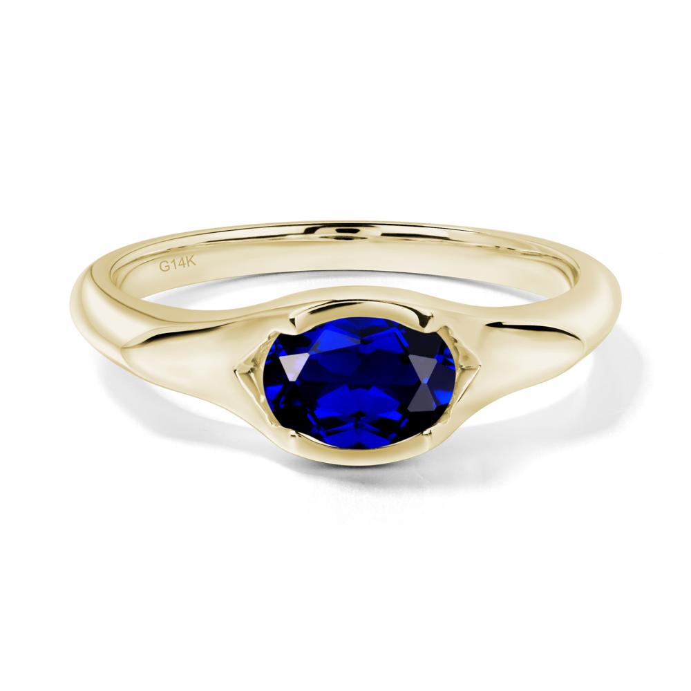 Sapphire Bezel Set Oval Engagement Ring - LUO Jewelry #metal_14k yellow gold