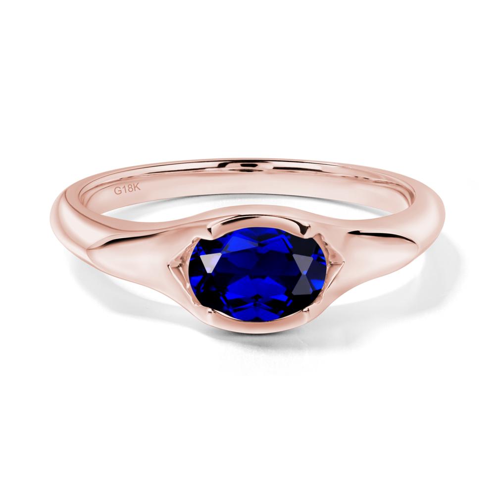 Sapphire Bezel Set Oval Engagement Ring - LUO Jewelry #metal_18k rose gold