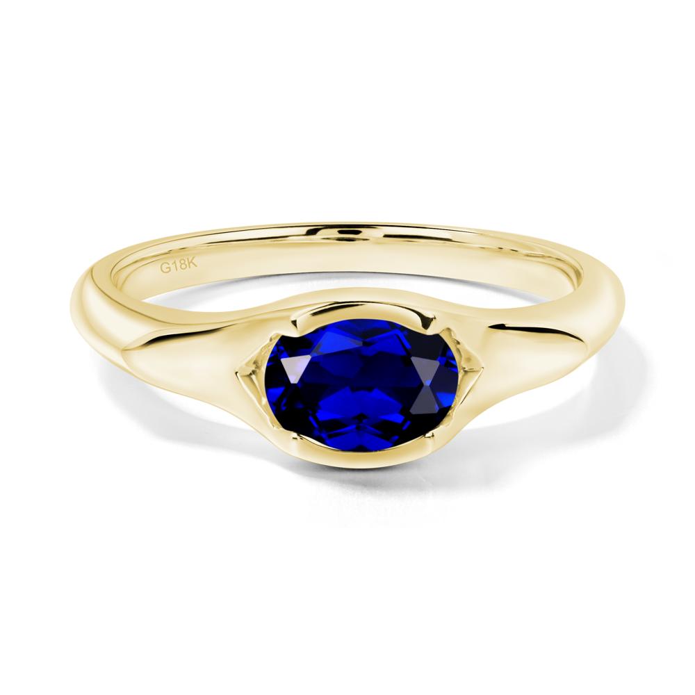 Sapphire Bezel Set Oval Engagement Ring - LUO Jewelry #metal_18k yellow gold