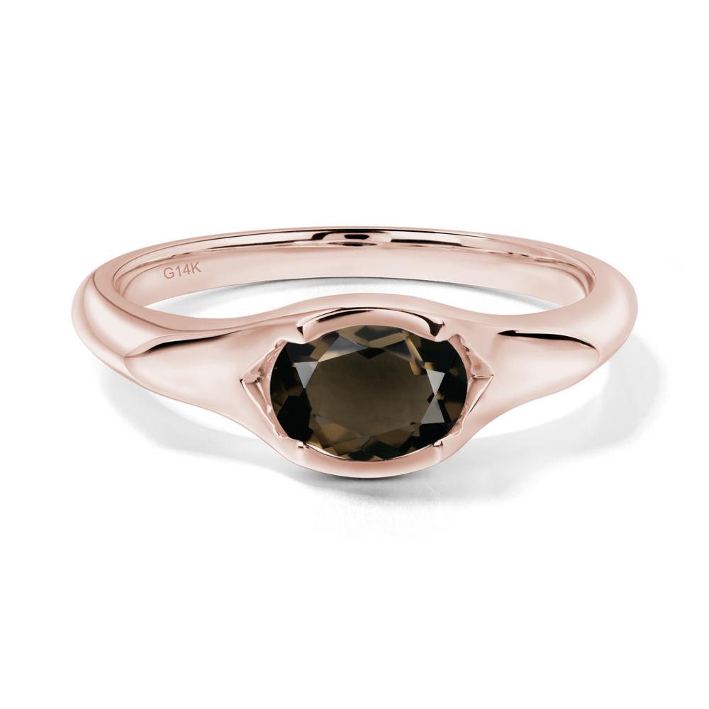 Smoky Quartz Oval Bezel Set Engagement Ring - LUO Jewelry #metal_14k rose gold