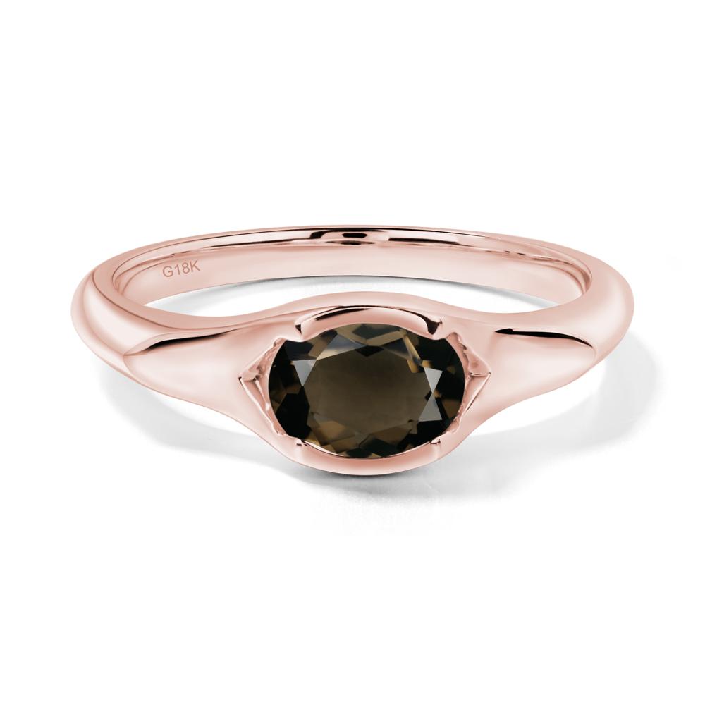 Smoky Quartz Oval Bezel Set Engagement Ring - LUO Jewelry #metal_18k rose gold