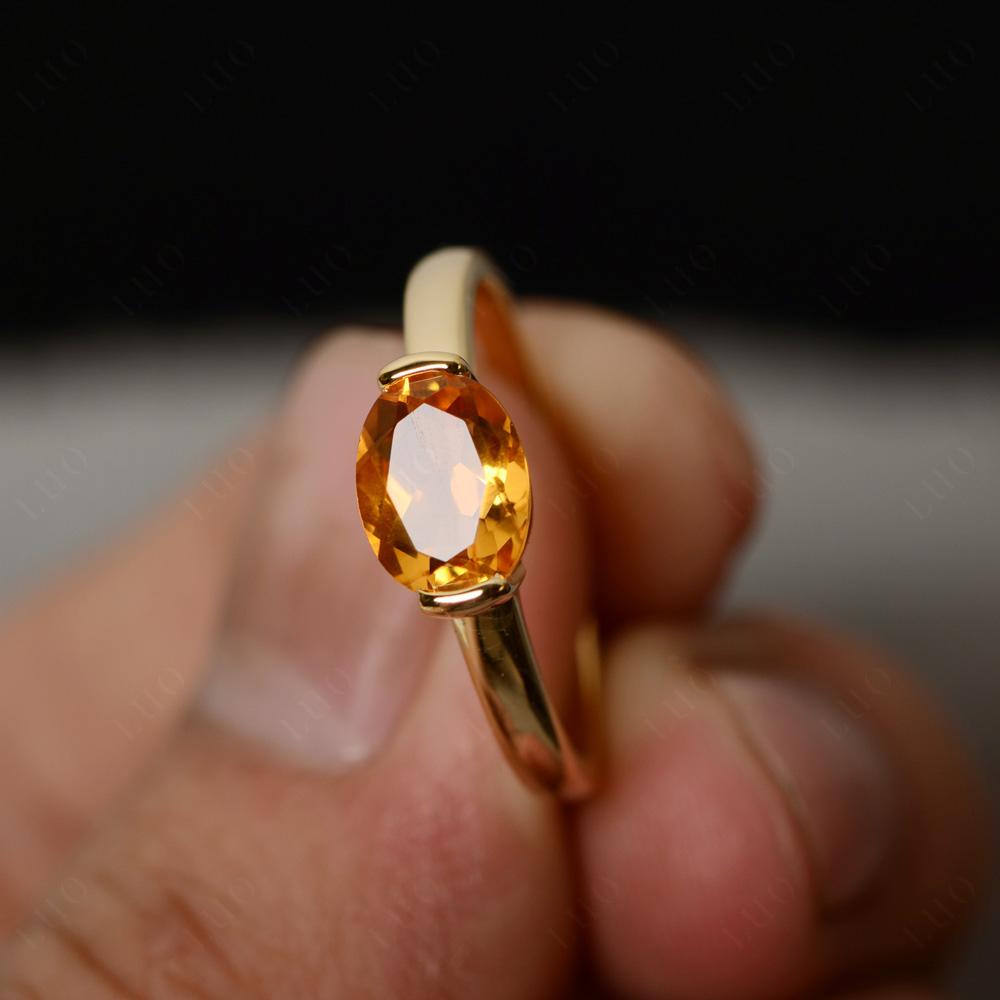 Oval Citrine Horizontal Engagement Ring - LUO Jewelry
