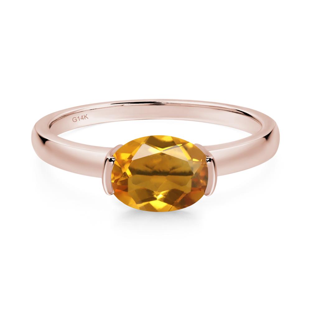 Oval Citrine Horizontal Engagement Ring - LUO Jewelry #metal_14k rose gold
