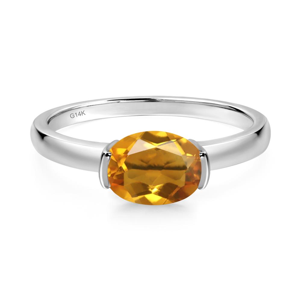 Oval Citrine Horizontal Engagement Ring - LUO Jewelry #metal_14k white gold