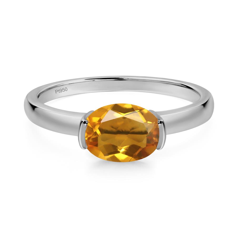 Oval Citrine Horizontal Engagement Ring - LUO Jewelry #metal_platinum