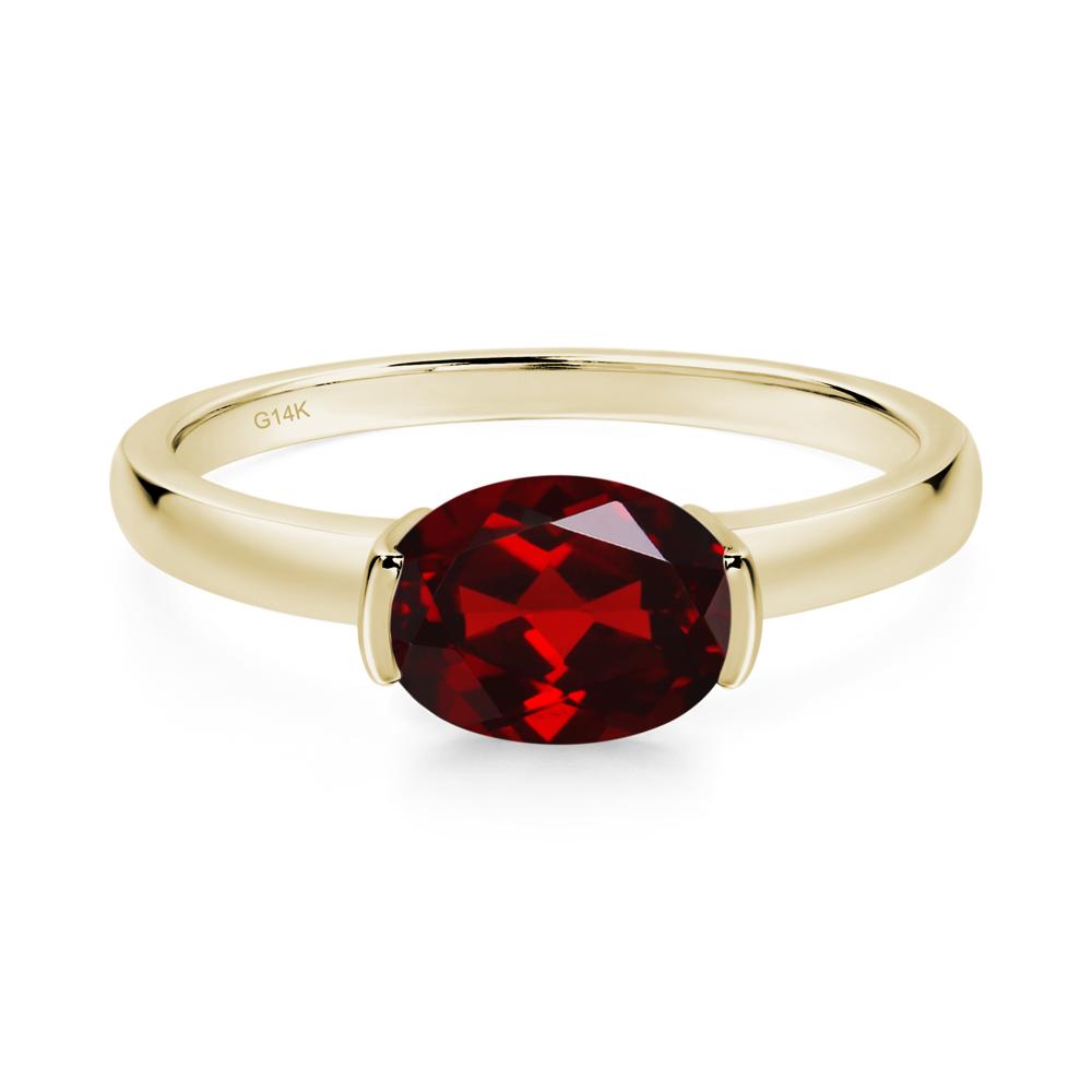 Oval Garnet Horizontal Engagement Ring - LUO Jewelry #metal_14k yellow gold