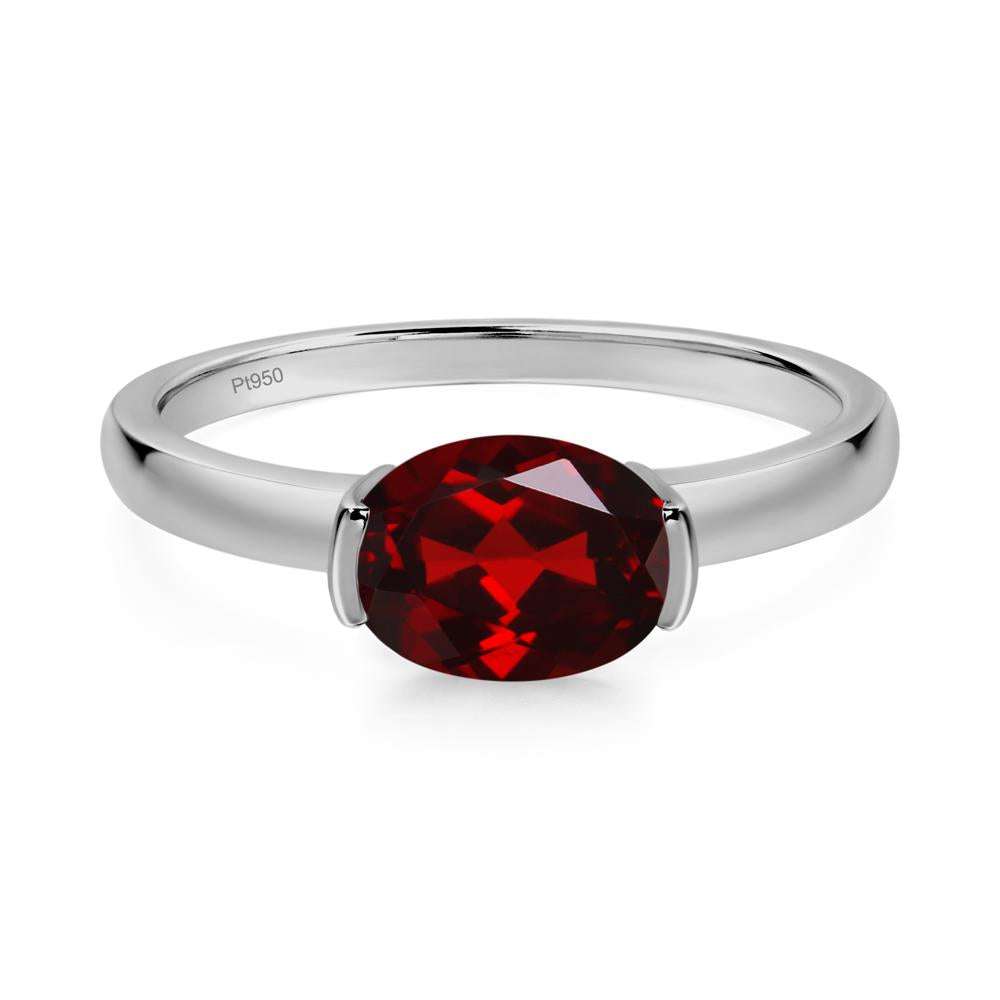 Oval Garnet Horizontal Engagement Ring - LUO Jewelry #metal_platinum