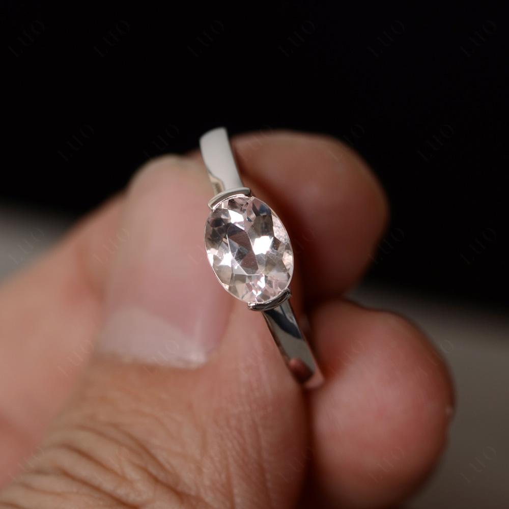 Oval Morganite Horizontal Engagement Ring - LUO Jewelry