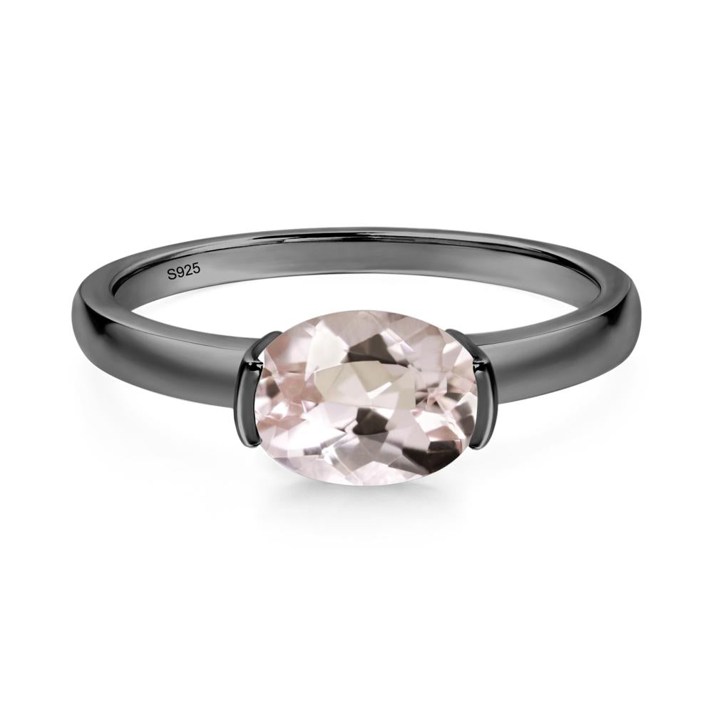 Oval Morganite Horizontal Engagement Ring - LUO Jewelry #metal_black finish sterling silver