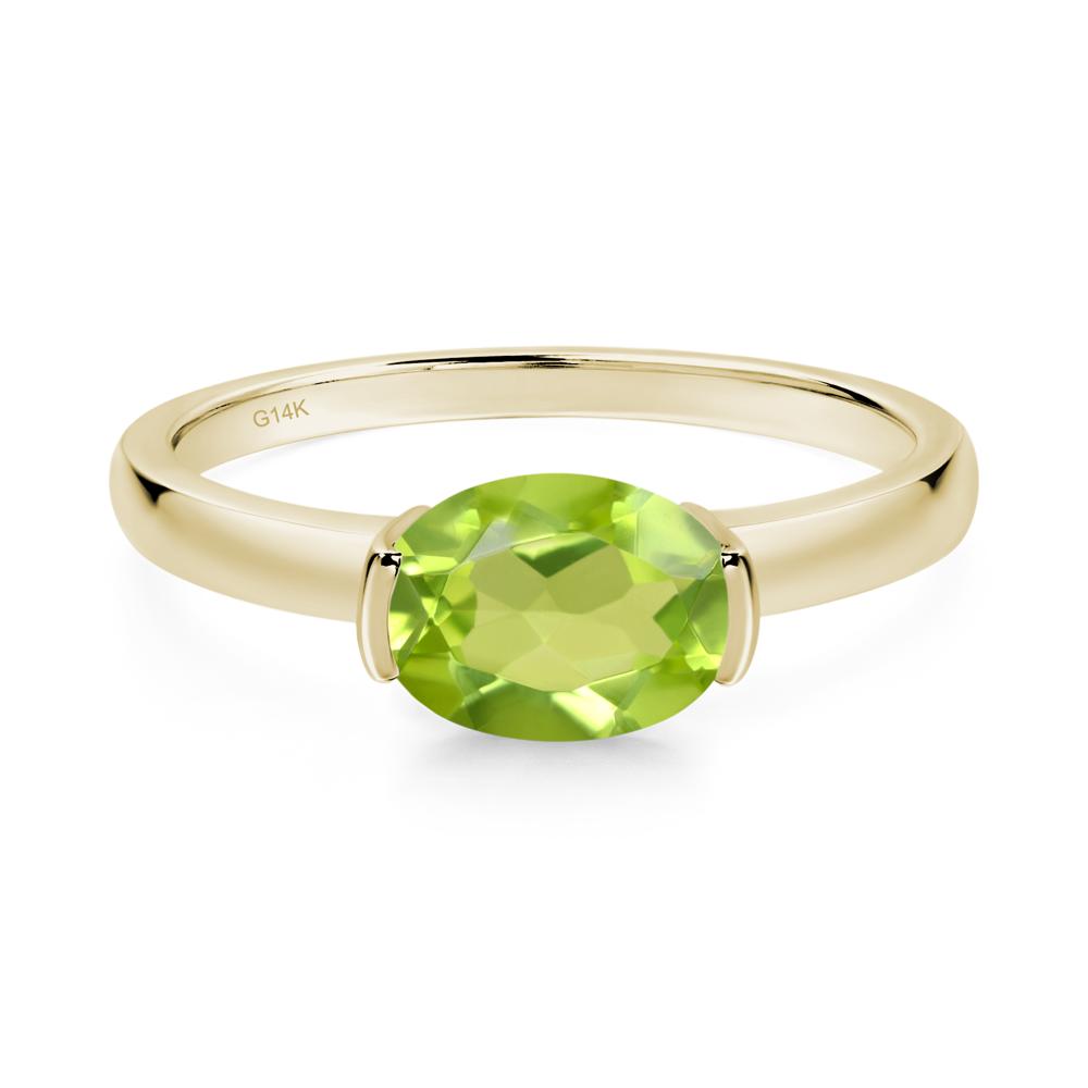 Oval Peridot Horizontal Engagement Ring - LUO Jewelry #metal_14k yellow gold