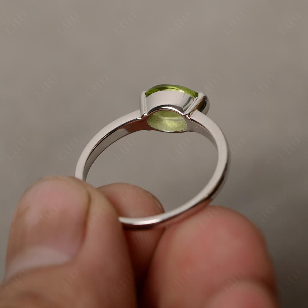 Oval Peridot Horizontal Engagement Ring - LUO Jewelry