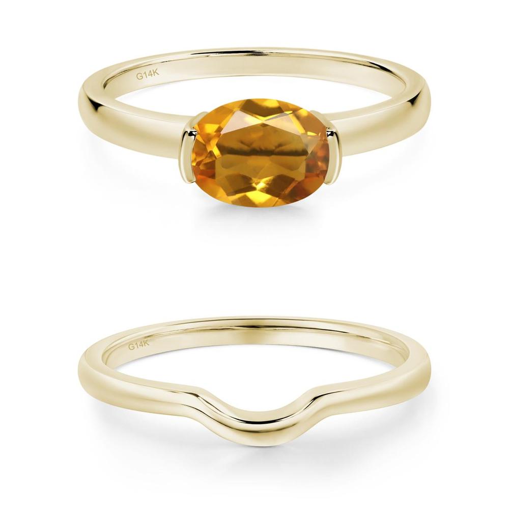 Oval Citrine Horizontal Engagement Ring - LUO Jewelry #metal_xxxxx