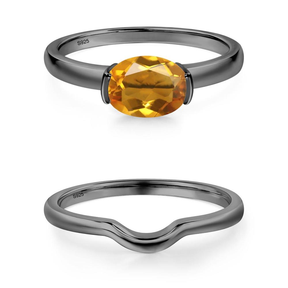 Oval Citrine Horizontal Engagement Ring - LUO Jewelry #metal_xxxxx