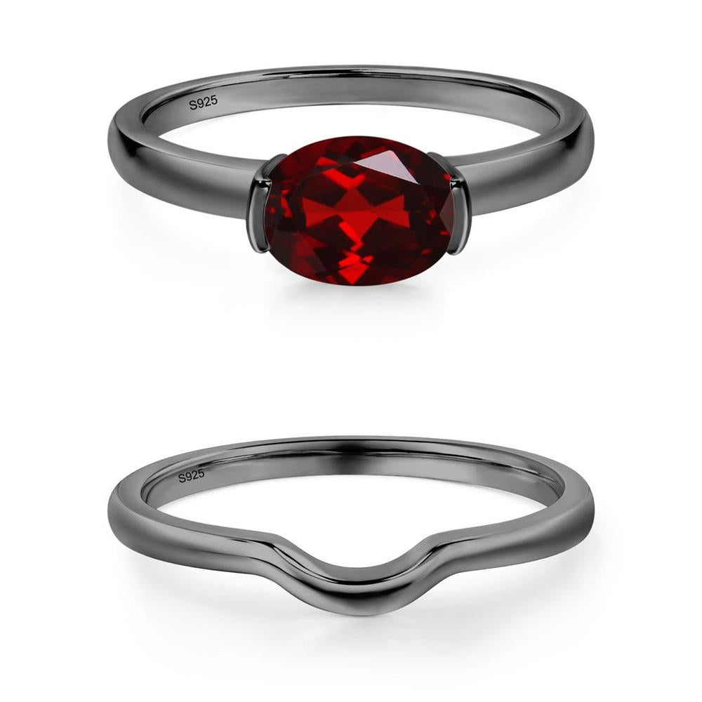Oval Garnet Horizontal Engagement Ring - LUO Jewelry #metal_xxxxx