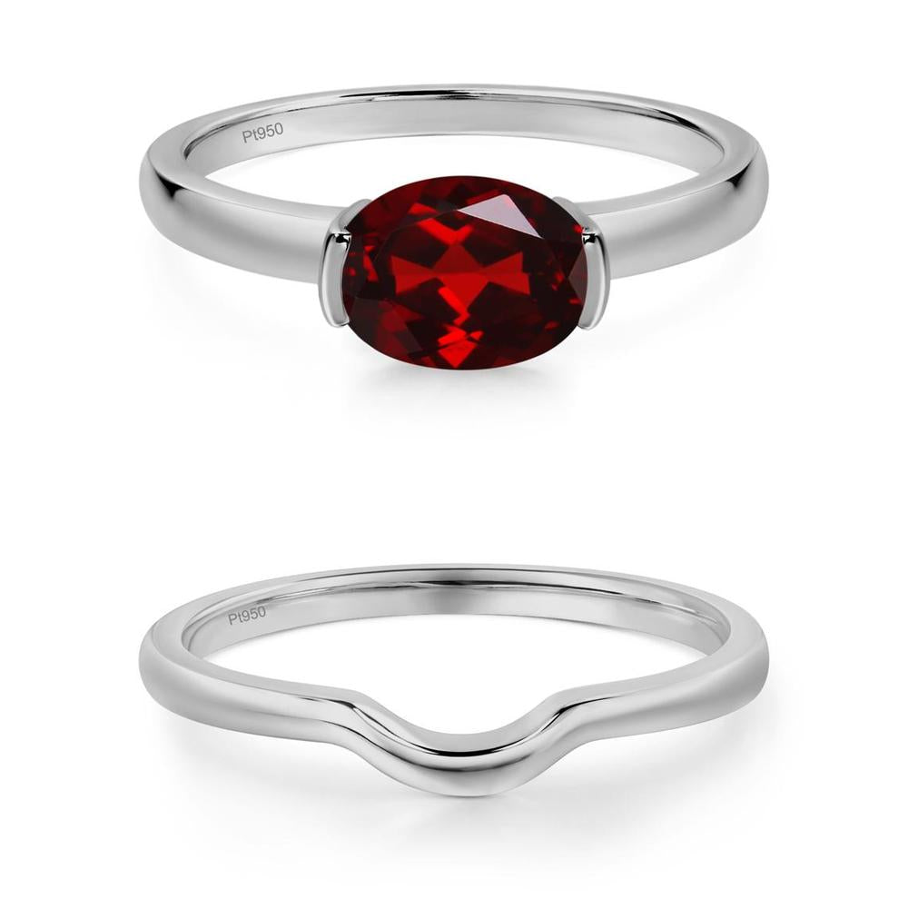 Oval Garnet Horizontal Engagement Ring - LUO Jewelry #metal_xxxxx